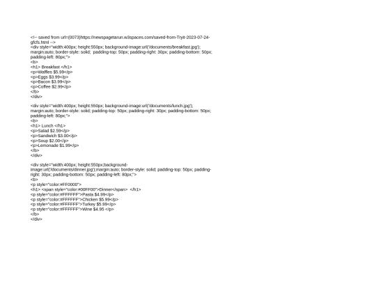 restuarant assignment screenshot