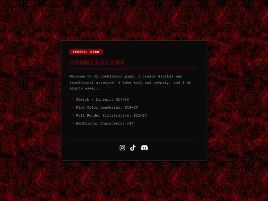 commisions screenshot