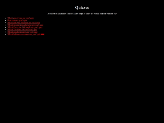 home/quizzes screenshot