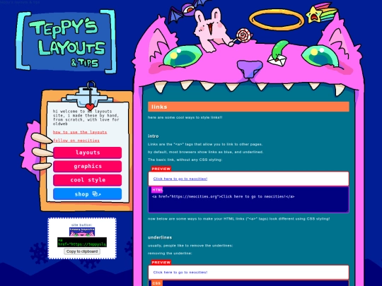 links screenshot