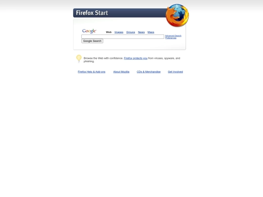Aurora Start Page/Mozilla Firefox Start Page screenshot