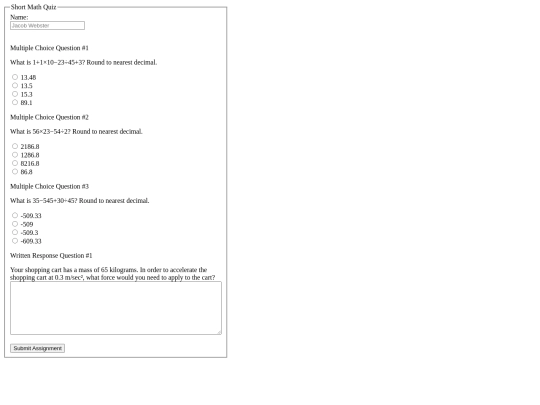 math-test-form screenshot