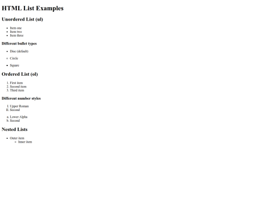 list screenshot