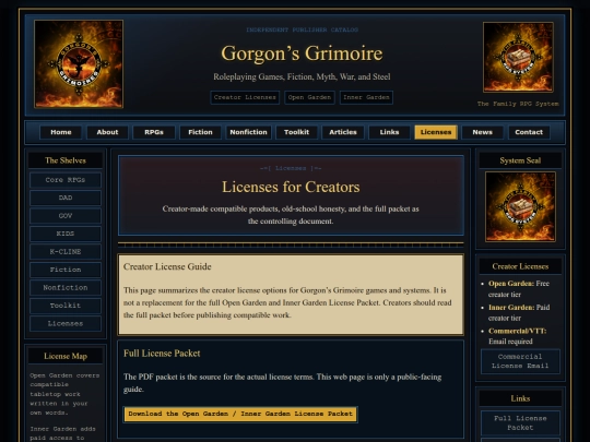 licenses screenshot