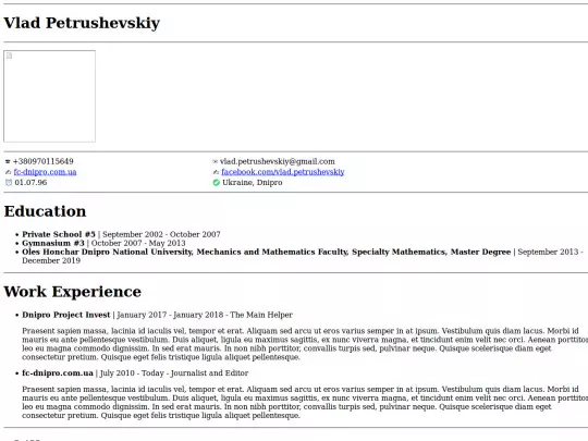 Resume/resume screenshot