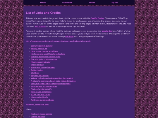 links screenshot