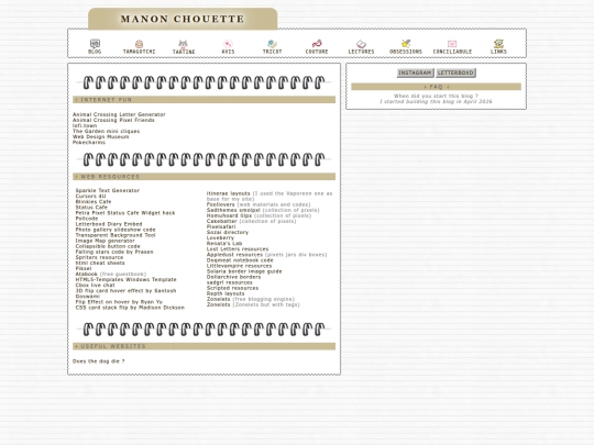 links screenshot