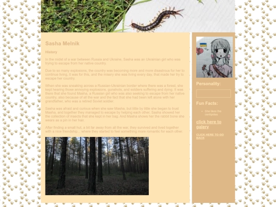 characters website/sasha screenshot
