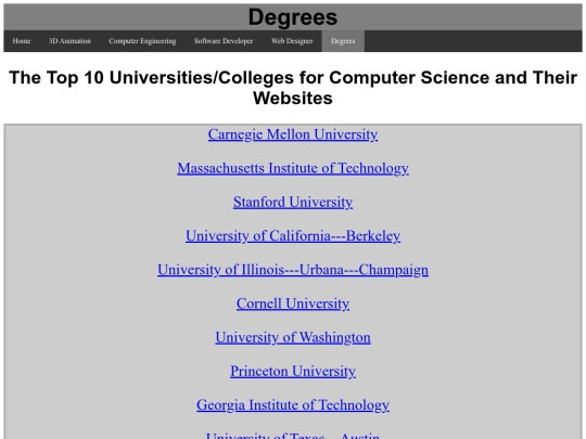 Degrees screenshot