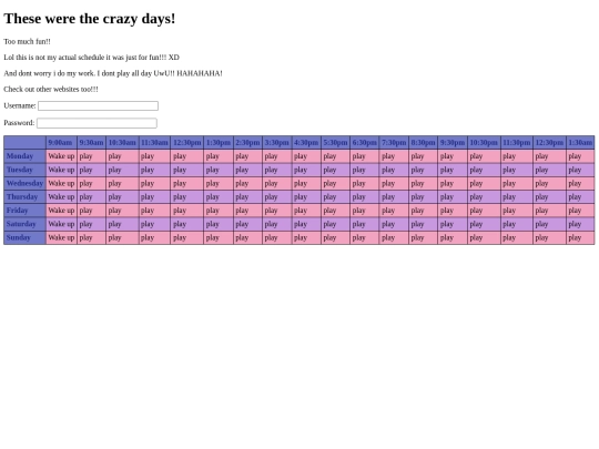 Crazydaysschedule screenshot