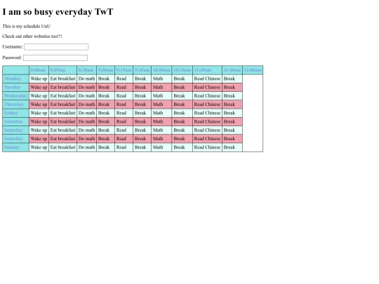 Schedule screenshot