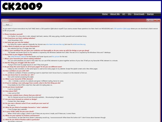 about/questions screenshot