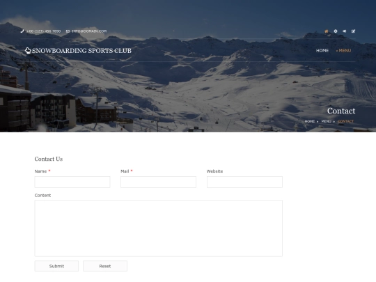 pages/contact screenshot