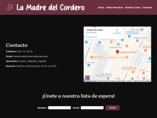 pages/contacto screenshot