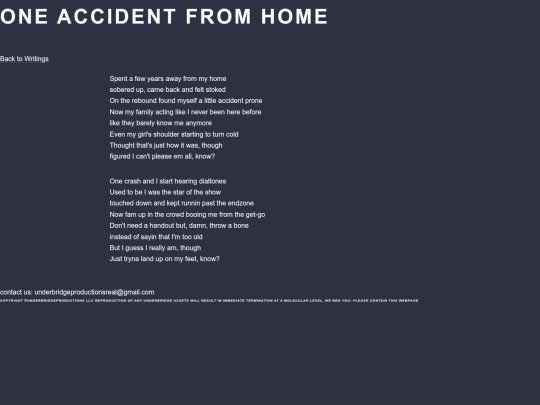writings/home screenshot
