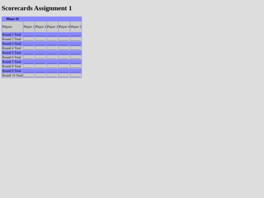 Web Design/Scorecards 1 screenshot