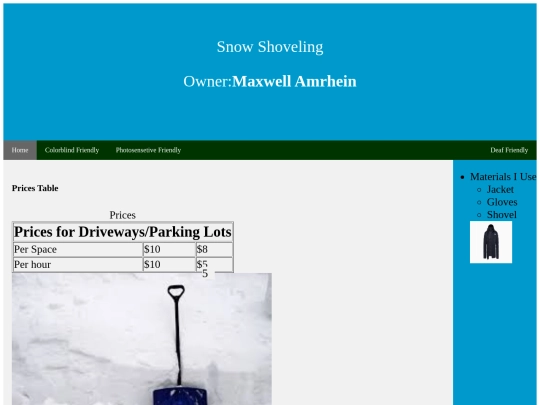 Web Design/SnowShoveling screenshot