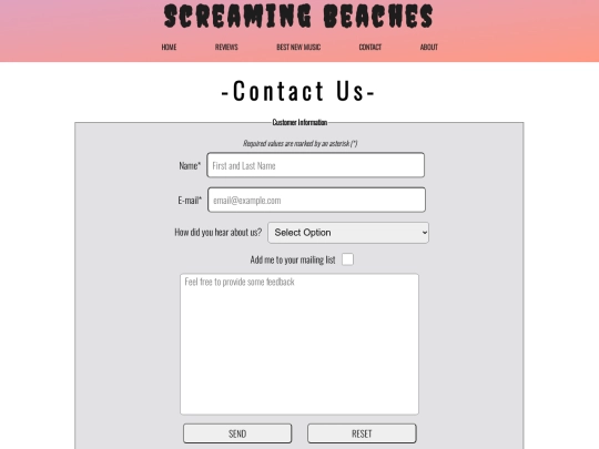 pages/contact screenshot