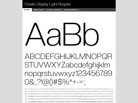 webfontkit/creatodisplay-light-demo screenshot