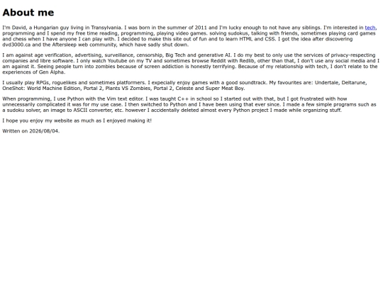 text/aboutme screenshot