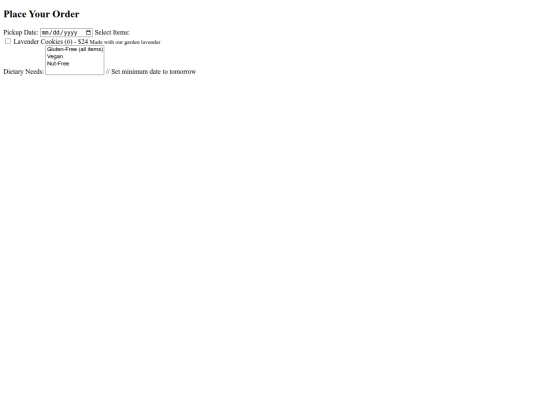 orderform screenshot