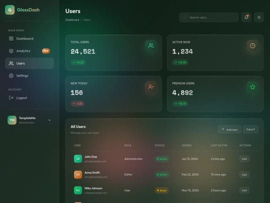 users screenshot
