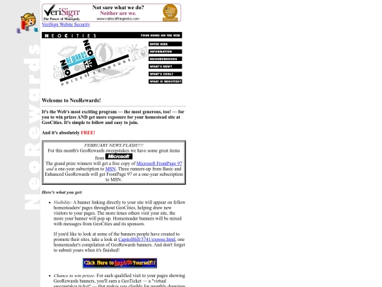 geocities/georewards screenshot