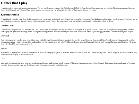 Games screenshot