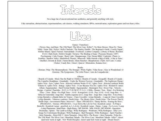 interests screenshot