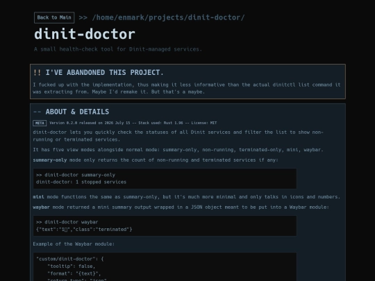 projects/dinit-doctor screenshot