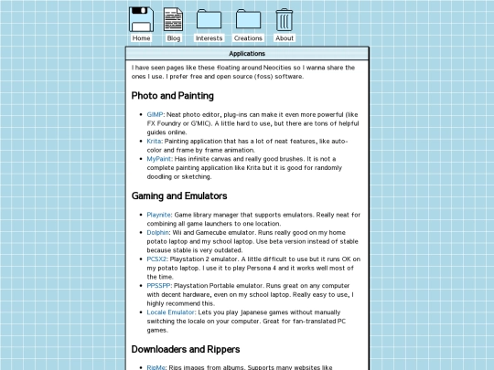 interests/apps screenshot