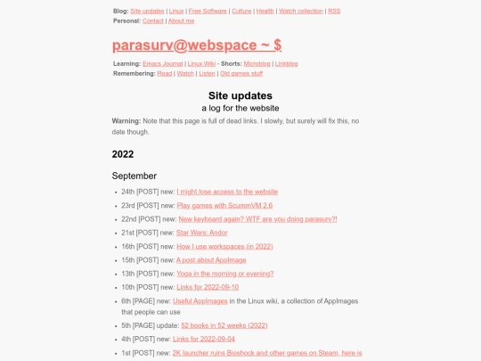 site-updates screenshot