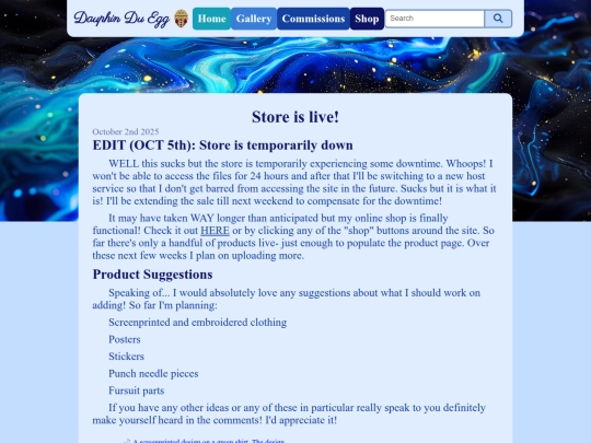 Blog/store-live screenshot