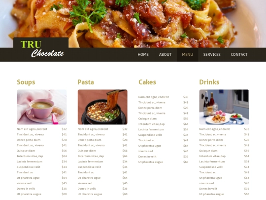 menu screenshot