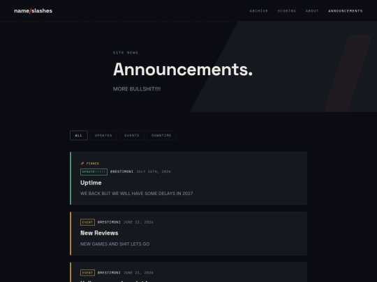 announcements screenshot