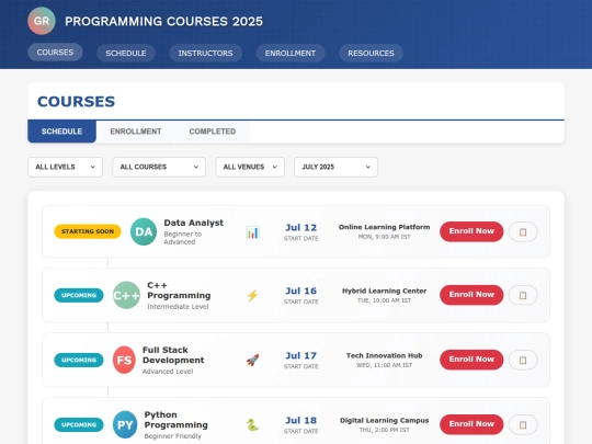 Course Schedule screenshot