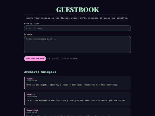 guestbook screenshot
