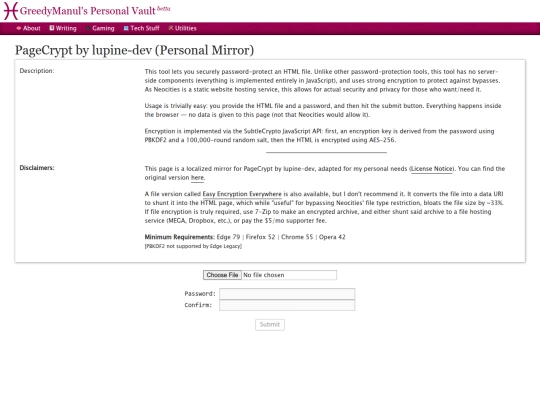utilities/pagecrypt screenshot