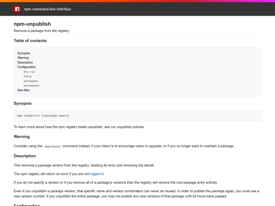 Dandylion's meadow/src-node/node_modules/npm/docs/output/commands/npm-unpublish screenshot