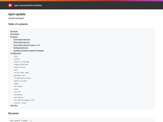 Dandylion's meadow/src-node/node_modules/npm/docs/output/commands/npm-update screenshot