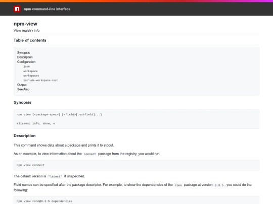 Dandylion's meadow/src-node/node_modules/npm/docs/output/commands/npm-view screenshot