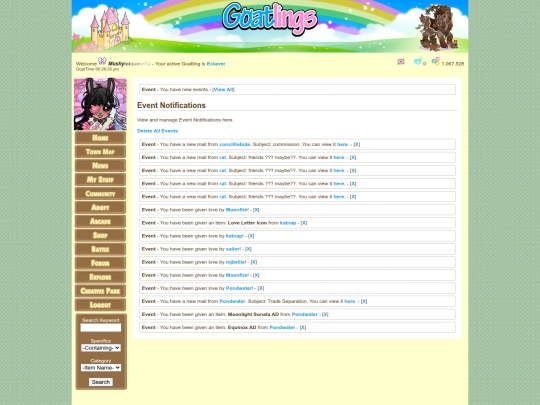 events screenshot