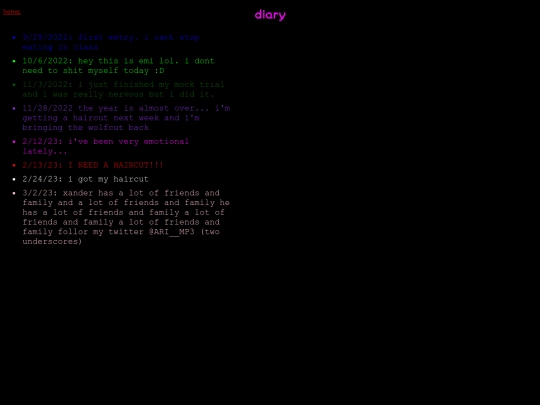 diary screenshot