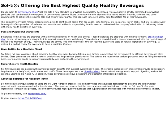 Sol-tiOfferingtheBestHighestQualityHealthyBeverages screenshot