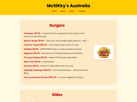 menu screenshot