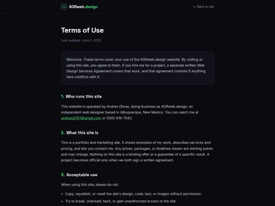terms screenshot