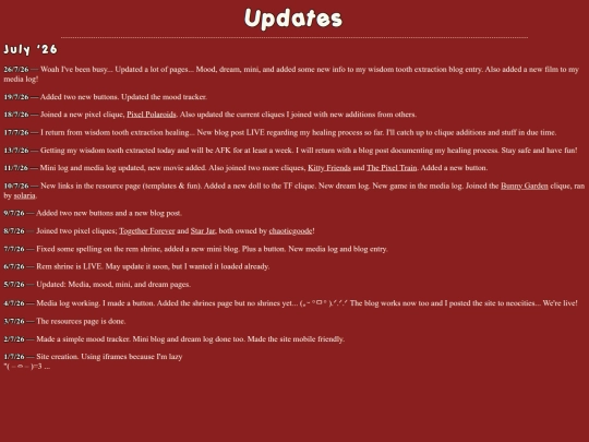 updates screenshot