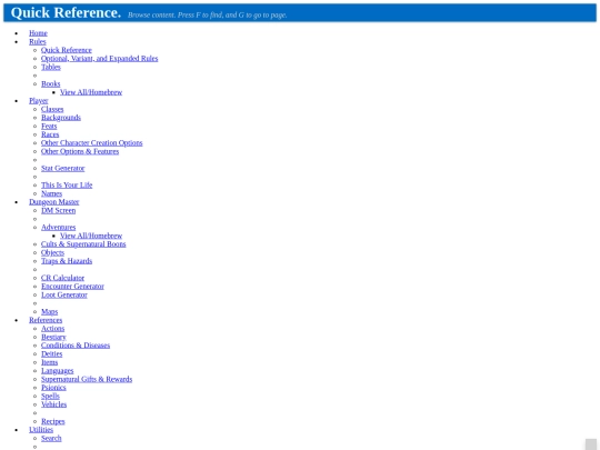 5etools/quickreference screenshot