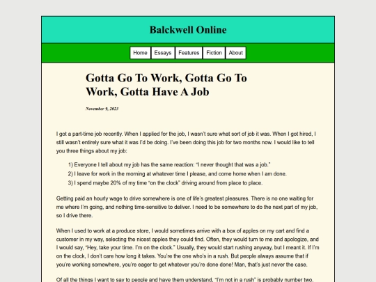 Essays/GoToWork screenshot