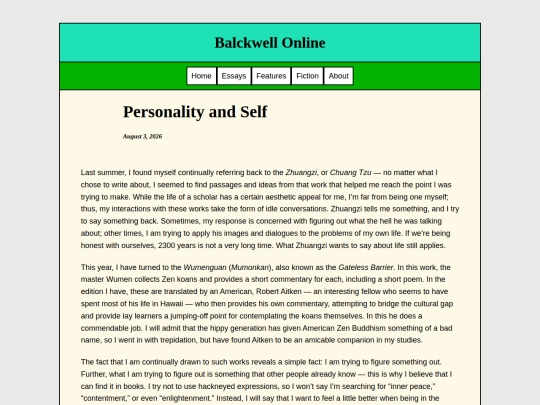Essays/Personality screenshot